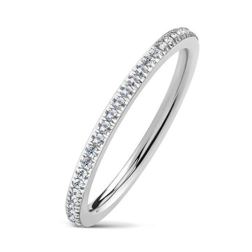 New 316L stainless steel CZ eternity ring size 6